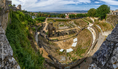 Volterra, Tuscany, Italy. Amazing large format panoramic photo of the imposing Roman amphitheater.