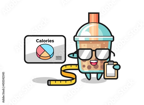 Illustration of bubble tea mascot as a dietitian