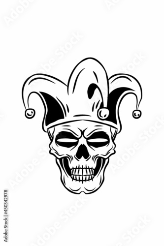 Skull with circus clown vector illustration