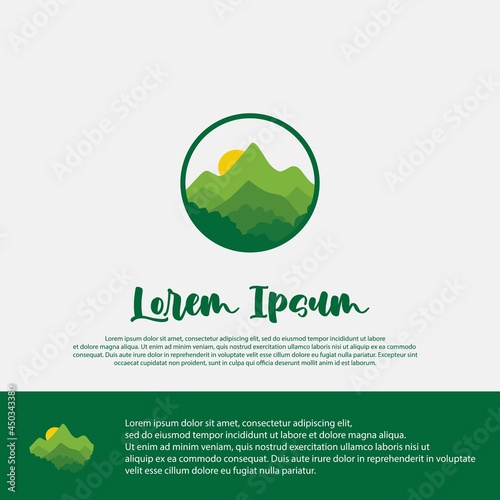 template desain logo pegunungan, cocok digunakan untuk brand logo adventure photo