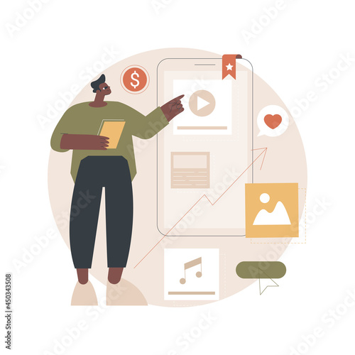High ROI content abstract concept vector illustration. Social media marketing, online content production, high ROI publication, return on investment measuring, digital strategy abstract metaphor.