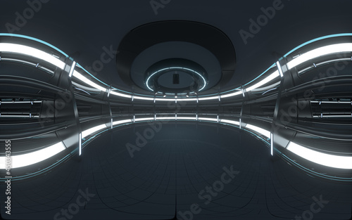 Empty room and spotlights, 3d rendering.