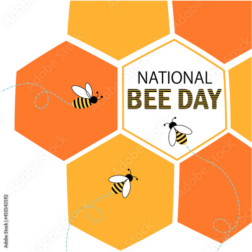 Vector design in flat style for National Bee Day 21 August. Can be used for social networks, web design, printing.