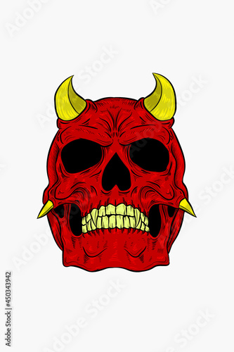 Red devil skull vector illustration