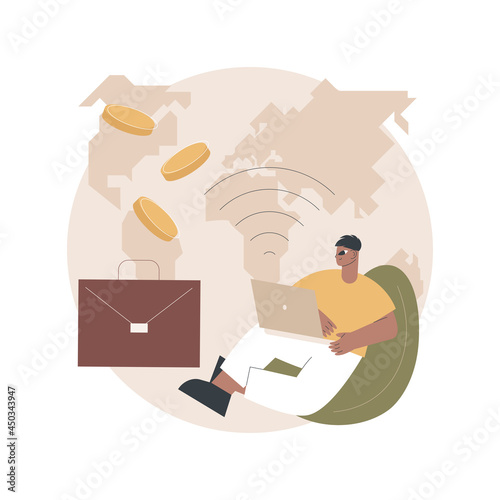 Freelance work abstract concept vector illustration. Freelancer job, remote work, online self-employment, freelance platform, available for hiring, independent web specialist abstract metaphor.