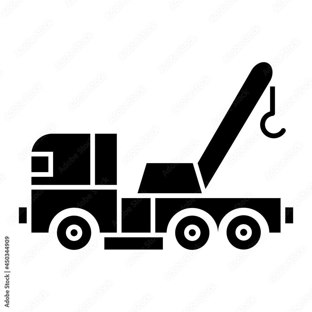 Vector Tow Truck Glyph Icon Design
