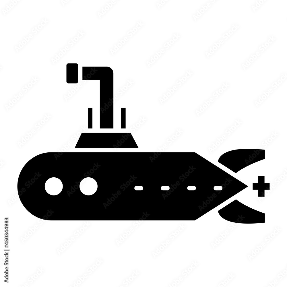 Vector Submarine Glyph Icon Design Vector Submarine Glyph Icon Design