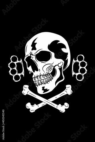 Skull with bones and knuckle vector illustration