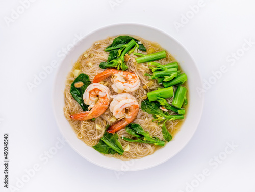 Rice noodles with seafood in thick gravy