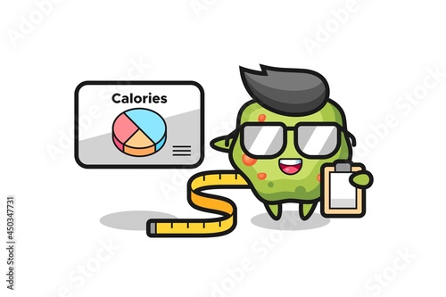 Illustration of puke mascot as a dietitian