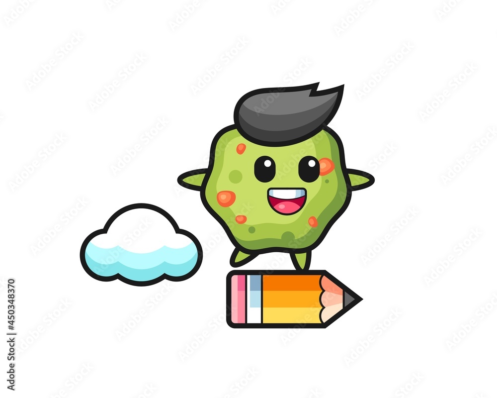 puke mascot illustration riding on a giant pencil puke mascot illustration riding on a giant pencil