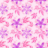The flower pattern is pink-purple in color. Drawn by hand with markers. For color printing and background.
