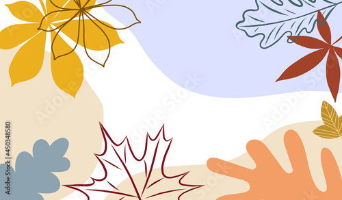 Hand drawn autumn abstract background. Modern design with fall leaves