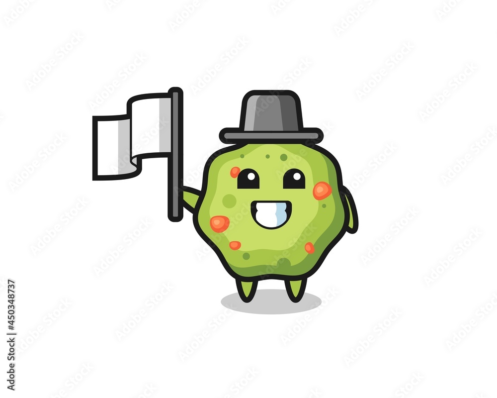 Cartoon character of puke holding a flag Cartoon character of puke holding a flag