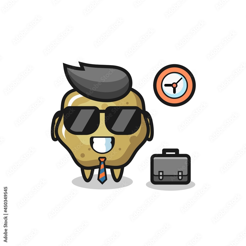 Cartoon mascot of loose stools as a businessman