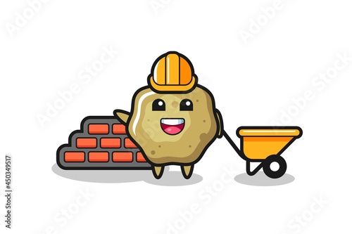 Cartoon character of loose stools as a builder