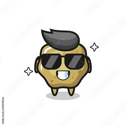 Cartoon mascot of loose stools with cool gesture