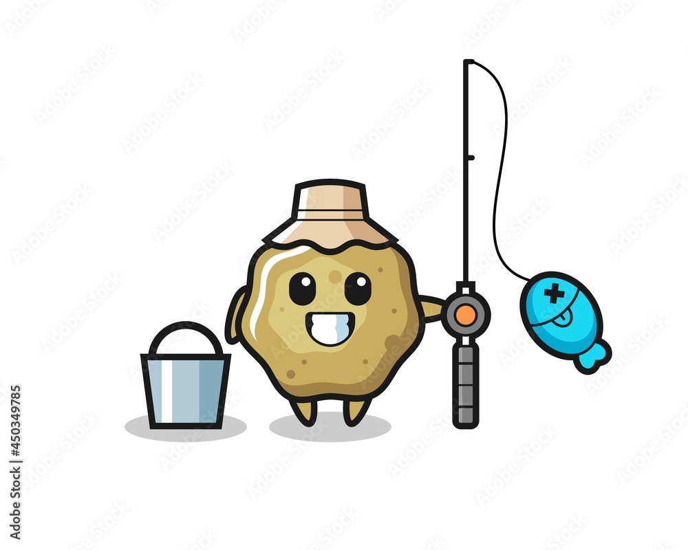 Mascot character of loose stools as a fisherman Mascot character of loose stools as a fisherman