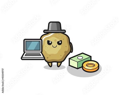 Mascot Illustration of loose stools as a hacker