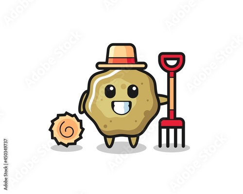 Mascot character of loose stools as a farmer