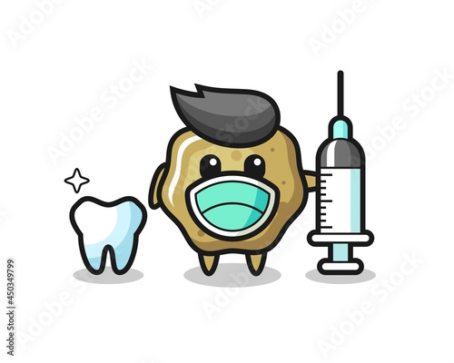 Mascot character of loose stools as a dentist