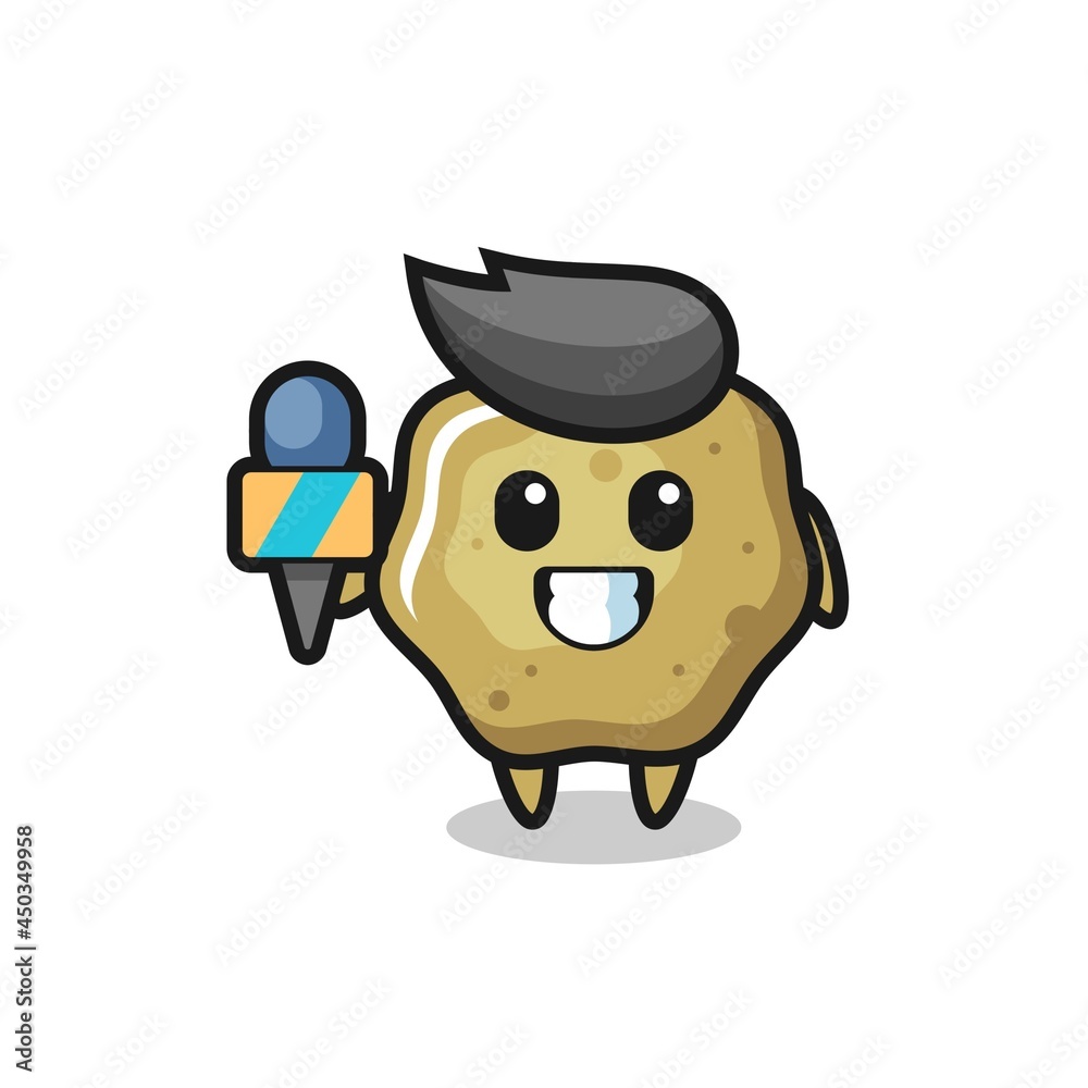 Character mascot of loose stools as a news reporter Character mascot of loose stools as a news reporter