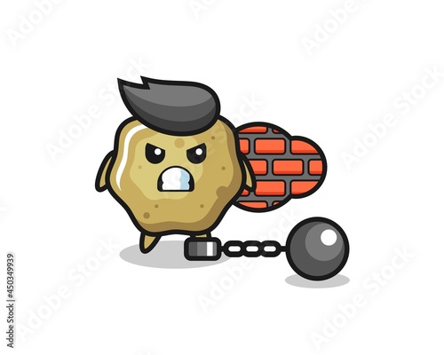 Character mascot of loose stools as a prisoner