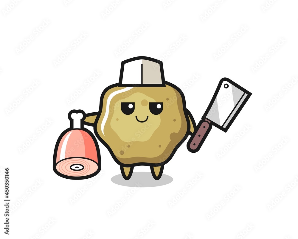 Fototapeta premium Illustration of loose stools character as a butcher