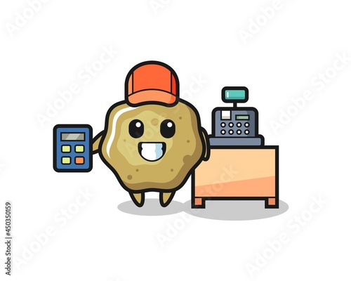 Illustration of loose stools character as a cashier