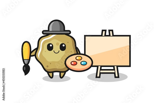 Illustration of loose stools mascot as a painter