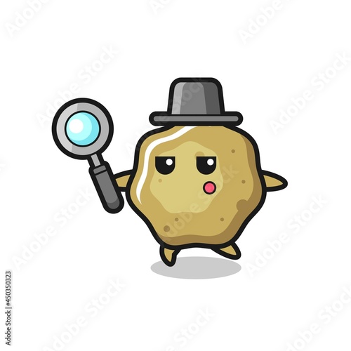 loose stools cartoon character searching with a magnifying glass