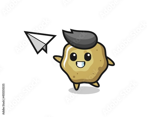 loose stools cartoon character throwing paper airplane