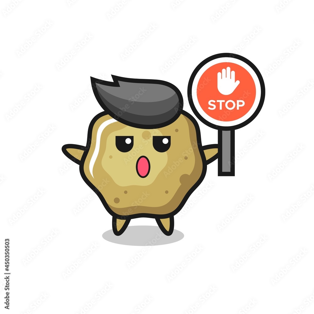loose stools character illustration holding a stop sign loose stools character illustration holding a stop sign