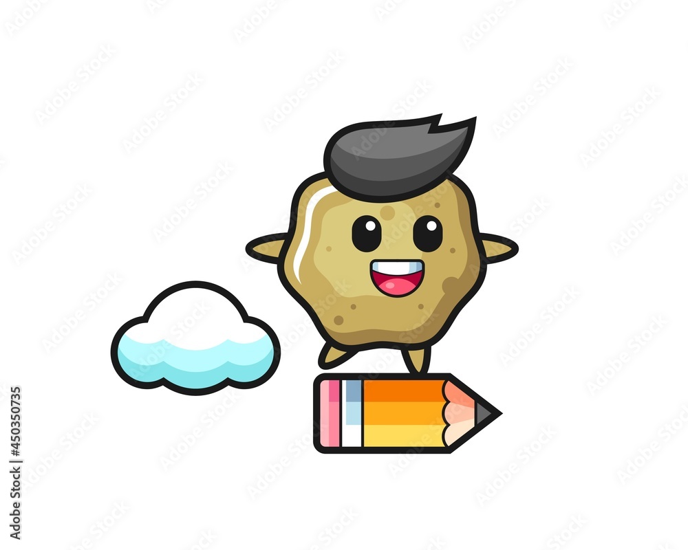loose stools mascot illustration riding on a giant pencil loose stools mascot illustration riding on a giant pencil