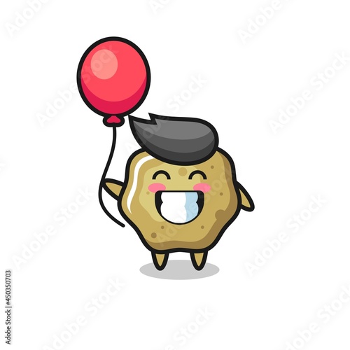 loose stools mascot illustration is playing balloon