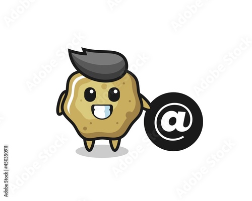 Cartoon Illustration of loose stools standing beside the At symbol
