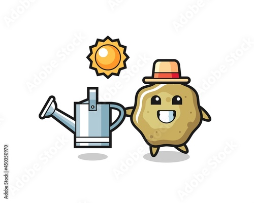 Cartoon character of loose stools holding watering can