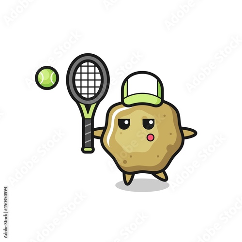 Cartoon character of loose stools as a tennis player