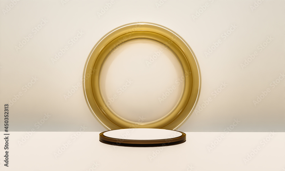 Scene with elegant shiny podium for mock up presentation in minimalism style with copy space, 3d render abstract background Scene with elegant shiny podium for mock up presentation in minimalism style with copy space, 3d render abstract background