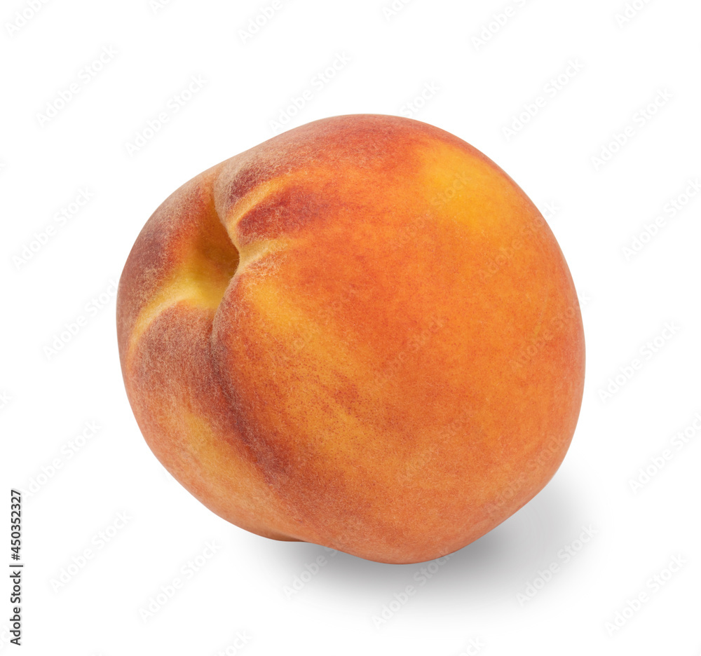 Fototapeta premium Ripe red and yellow peach isolated on a white background.Bright, fresh fruit on a white background.Use for labels, posters and web design.
