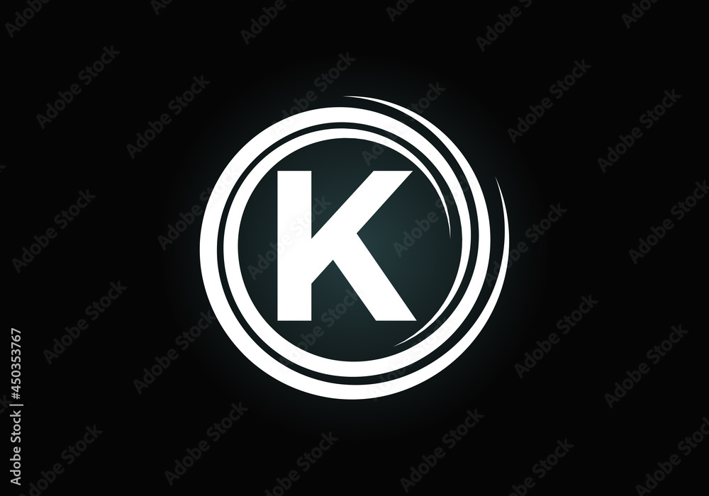 Initial K monogram alphabet in the spiral. Swirl spiral infinity logo design. Font emblem. Modern vector logo for the business, and company identity Initial K monogram alphabet in the spiral. Swirl spiral infinity logo design. Font emblem. Modern vector logo for the business, and company identity