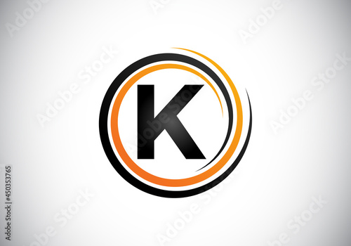 Initial K monogram alphabet in the spiral. Swirl spiral infinity logo design. Font emblem. Modern vector logo for the business, and company identity