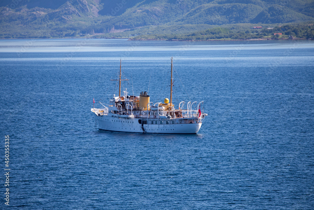KS Norway to anchor at Torghatten,Helgeland,Nordland county,scandinavia,Europe KS Norway to anchor at Torghatten,Helgeland,Nordland county,scandinavia,Europe