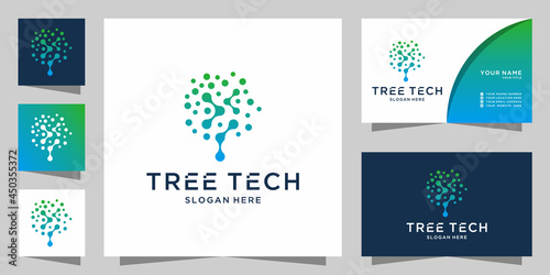 Modern digital tree logo designs concept, tech tree logo symbol