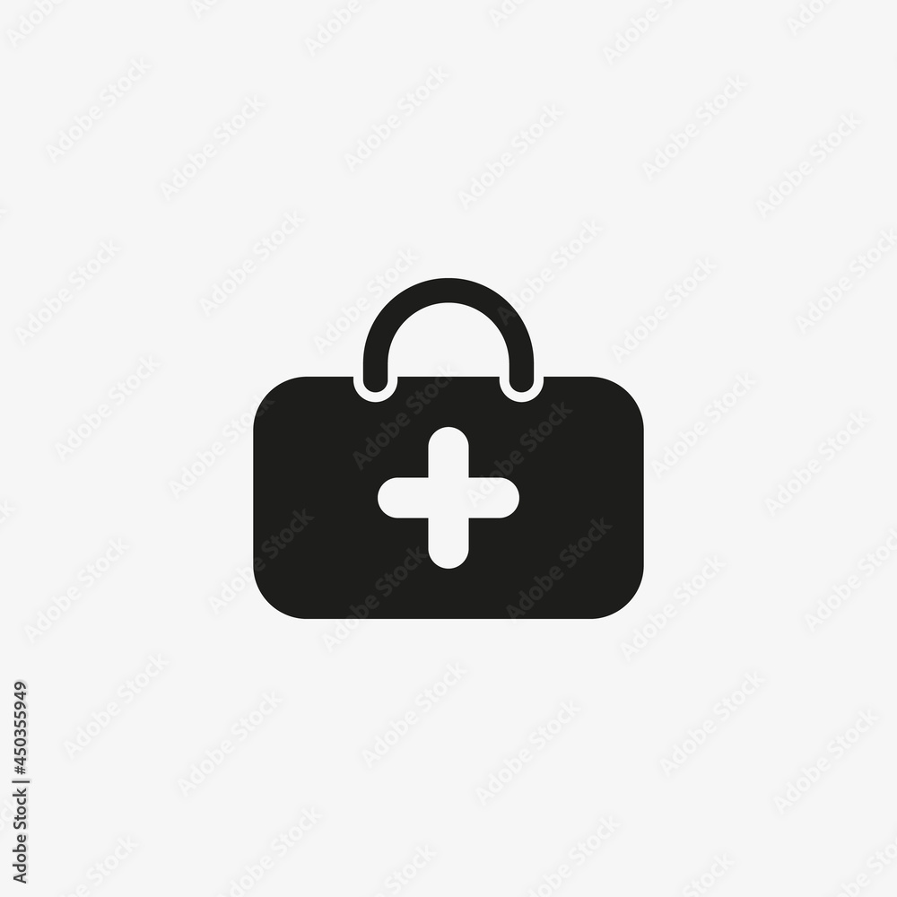 First aid kit icon for healthcare application UI design. Emergency care bag, medical suitcase symbol. First aid kit icon for healthcare application UI design. Emergency care bag, medical suitcase symbol.