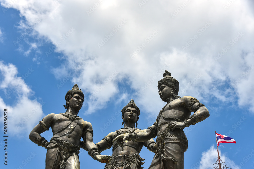 Three Kings Monument is a sculpture symbol of Chiang Mai, Thailand.