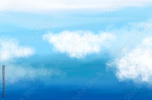 blue sky with cloud water color style