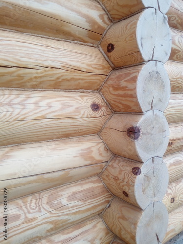 wooden frame of a residential building made of Karelian fir
