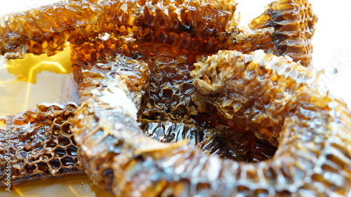 bee honey of amber shade in combs