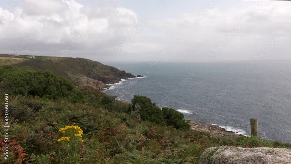 Tater Du Lighthouse in Cornwall UK from Boscawen Point Tater Du Lighthouse in Cornwall UK from Boscawen Point